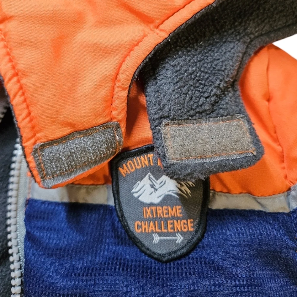 Boys Xtreme Hooded Winter Puffer Sz 4, Orange Retro Colorful Colorblock 90s/00s